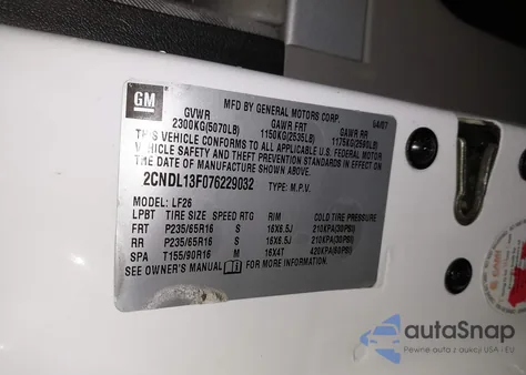 2007 Chevrolet Equinox Ls из США, поврежденный, VIN 2CNDL13F076229032